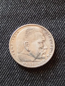 2 Silbermünzen, 2 Mark RM Deutsches Reich 1939, Paul von Hindenburg, Silber - Bild 1 von 4