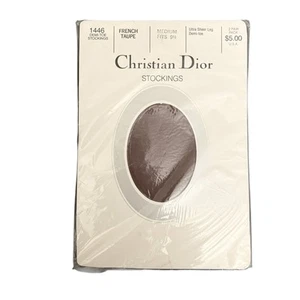 2 Pair Vintage Christian Dior Stockings Pantyhose Medium 9.5 French Taupe 1446 - Picture 1 of 4