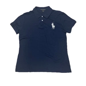 Ralph Lauren Big Pony Polo Shirt Youth XL Slim Fit Navy Blue With Silver Pony - Picture 1 of 5