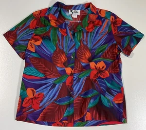 Camisa De Colección Hilo Hattie Aloha Para Mujer XL Cuadrada Hecha en Hawaii Playa Tropical Años 90 - Imagen 1 de 8