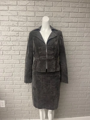 Chelsea & Theodore Mujer Gris Oscuro Pana Falda Chaqueta Conjunto Talla 8 Foto 1 de 4