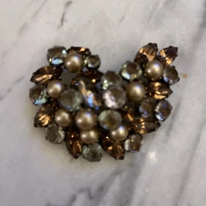 RARE VINTAGE KRAMER SAPHIRET TOPAZ RHINESTONE BROOCH - Picture 1 of 7