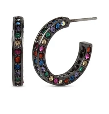 $30 RETIRADO Betsey Johnson Hematita CONFETI PAVÉ ARO OREJA B-127 Foto 1 de 4