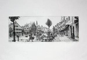 MANFRED SILLNER - Kelheim, Ludwigsplatz II. Handsignierte Radierung, gerahmt - Picture 1 of 10