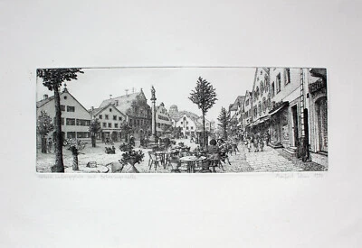 MANFRED SILLNER - Kelheim, Ludwigsplatz II. Handsignierte Radierung, gerahmt - Bild 1 von 4