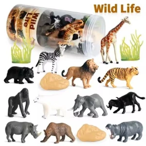 Safari Tiere Figuren Spielzeug, Realistische Jumbo Wild Zoo Tiere Figuren Kunststoff - Bild 1 von 6