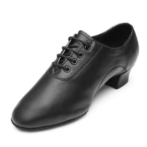Brand New Adult Men's Boys Ballroom Latin Dance Shoes Black PU Tango Salsa Shoes - Picture 1 of 18