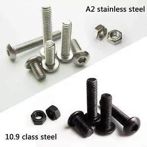100 pz filo metrico M2 M3 vite testa pulsante fungo brugola presa esagonale bullone - Foto 1 di 9