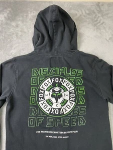 FOX Racing Full Zip Logo Hoodie Sweatshirt Fox Head Size Youth XL Black Green - Picture 1 of 14