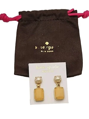 KATE SPADE NY LINEAR Drop Earrings Opening Night Gold PEARL RHINESTONE BLUSH NWT - Image 1 of 4