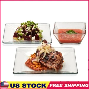 Square Glass Dinnerware Set 12 Piece Dish Set Dinners Parties Dishwasher Safe US - Picture 1 of 7