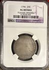 1796 Draped Bust Quarter Ngc Ag Details Plugged Whizzed