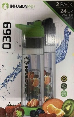 Fruit Infusion Water Bottle 24 oz 2 Pack Eco Friendly BPA Free Infusion Pro  - Image 1 of 2