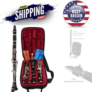 Clarinet Nickel-Silver Keys Intermediate Bb Musical Instrument All Levels - Picture 1 of 11