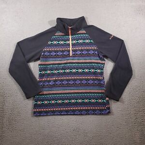Columbia Sweater Girls Extra Large Black Tribal Aztec Multicolor Design Mock 1/4