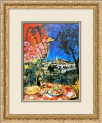 Marc Chagall - Mesa frente al pueblo personalizada galería impresión enmarcada  Foto 1 de 2
