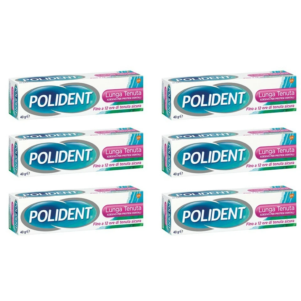 6pz POLIDENT Adesivo per Protesi Dentali lunga tenuta 40g crema imbattibile