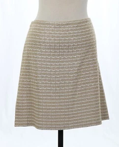 St John Knits Sequined Tweed Skirt Metallic Gold/White Sz 14 NWOT - Picture 1 of 2
