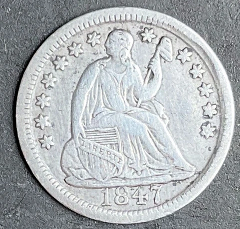 1847 Seated Liberty Half Dime 5c rare old silver collection great coin L78 Cover
