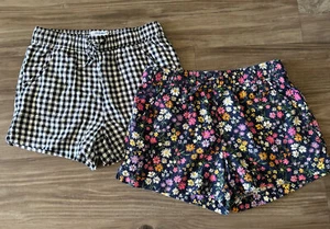 Old navy large (10-12) girls shorts floral Navy blk/white check - Picture 1 of 6
