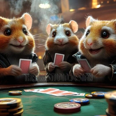Digital Picture Hamsters Playing Poker Desktop Art 4:3 Ratio Background - Image 1 of 2