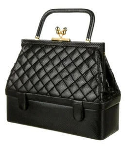 Judith Leiber 007 James Bond Black Karung SnakeSkin Gold Evening Day BAG - Picture 1 of 12