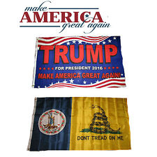 3x5 Trump Make America Great Again! Virginia Gadsden Wholesale Flag Set 3'x5'