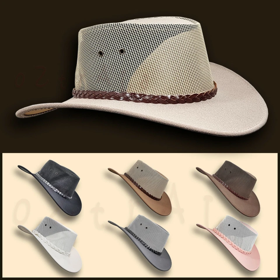 【oZtrALa】 Jacaru HAT Pu-Suede Leather Men's Cowboy Fishing Fedora OUTBACK Aussie - Image 1 of 4