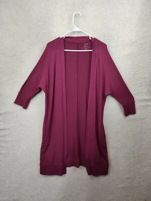 New York Company Women Sweater Medium Burgundy Rayon Blend Open Front Cardigan - Image 1 of 4