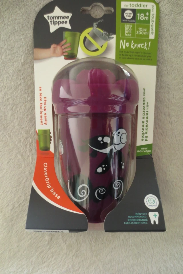 Tommee Tippee No Knock Cup Toddler 18 Easy Lifts 10oz Purple