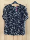 V By Very Womens Ruched Sleeve Georgette Shell Short Sleeve Top Black UK Size 18