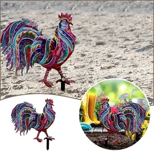 Outdoor Rooster Decoration Rooster Garden Stake Chicken Yard Art Metal New - Picture 1 of 8