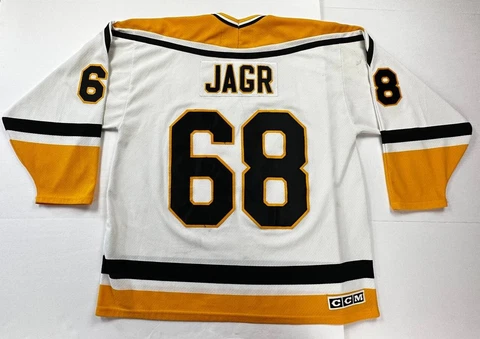 Jaromir Jagr #68 Pittsburgh Penguins White Size XL "Throwback" CCM Jersey Cover