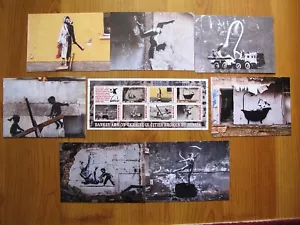BANKSY Street Art Stamp +7 postcards Ukraine . - Picture 1 of 1
