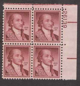 US. 1046. 15c. John Jay, Liberty Issue. PB4 #26139 UR. MNH. 1958 - Picture 1 of 2