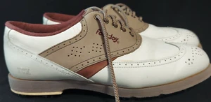 FootJoy TCX Women's Golf Shoes Size 8M Wingtip Saddle Oxfords White with Brown - Picture 1 of 12