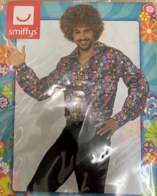 Camisa social anos 60 psicodélica CND fantasia tamanho peito grande 42-44" nova com etiquetas multicolor - Imagem 1 de 2