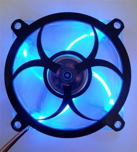 Custom 120mm BIO HAZARD Computer Fan Grill Gloss Black Acrylic Cooling Cover Mod - Picture 1 of 3