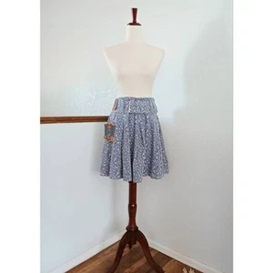Vintage Neu mit Etikett Dakota blau Blumen Faltenrock Größe 13 A-Linie Rock knielang - Bild 1 von 8