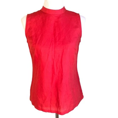 Banana Republic mezcla de lino sin mangas botón trasero concha talla XS en rojo brillante Foto 1 de 4