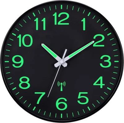 Leise helle 30cm Funk-Wanduhr Wanduhr Fluor Wandpendel - Bild 1 von 4