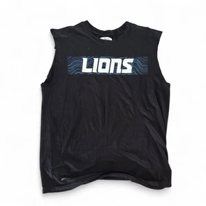 Nike NFL Dri-Fit Detroit Lions Team Issued T-Shirt Cut Off Sleeves Mens XL Black - Picture 1 of 4