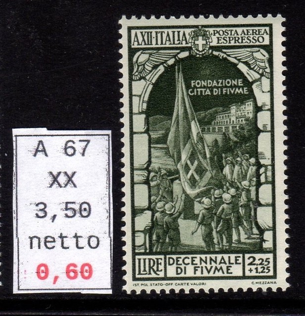 Royaume D'Italia Annexe De Fiume Courrier Aérienne Lire 2.25 Neuf Gomme Integra