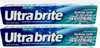 Lote de 2 Pasta de Dientes Ultra Brite Cool Mint con Bicarbonato de Sodio y Peróxido 6oz. Foto 1 de 4
