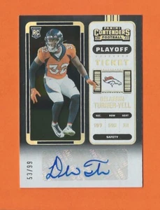 2022 BOLETO DE PLAYOFFS CONTENDERS RC DELARRIN TURNER-YELL AUTO #d 53/99 BRONCOS - Imagen 1 de 2