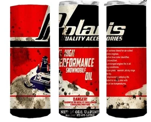 Polaris High Performance Snowmobile Oil Grease Vintage 20oz Tumbler Insulated - Picture 1 of 3