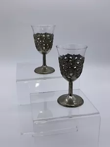 Set If 2 Vintage Metallumhüllt Herzbecher verziert 4 Zoll - Bild 1 von 9