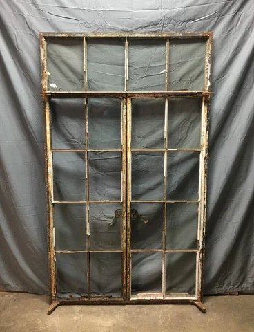 Industrial Steel 37x63 Double Casement 8 Lite Glass Transom Top Window 668-21B Cover