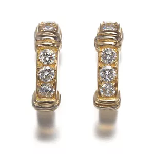 Auth Cartier Earrings Contessa Diamond Hoop 18K 750 Yellow Gold/WG - Picture 1 of 5