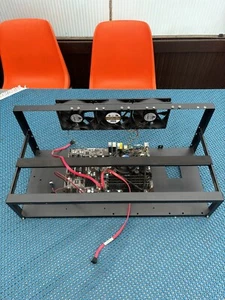 Mining Rig 8 GPU Alu Mining Frame Open Air Case mit Motherboard+CPU+RAM+Lüfter - Bild 1 von 3